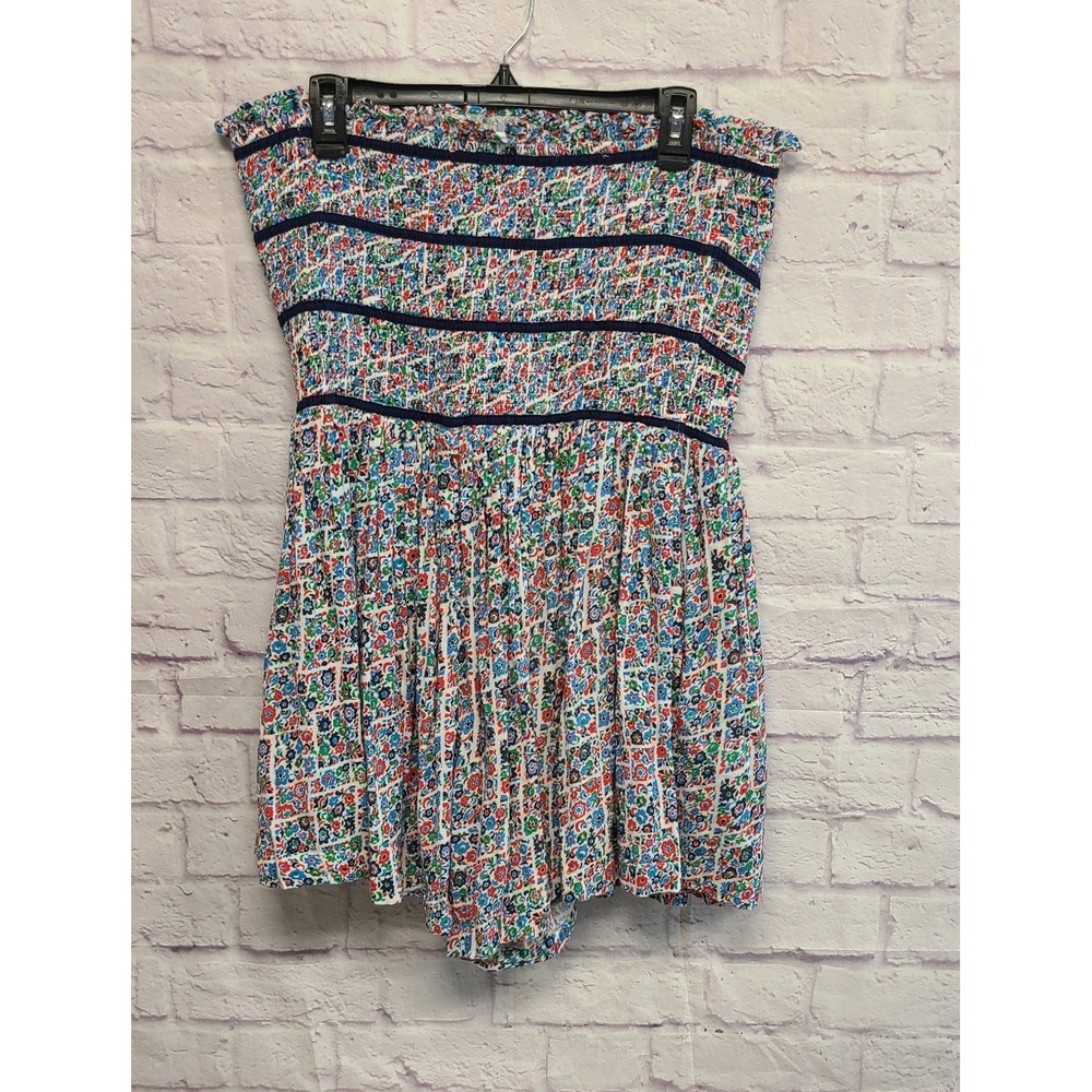 Free People Bali Checked Out Floral Print Romper in Gardenia Combo
